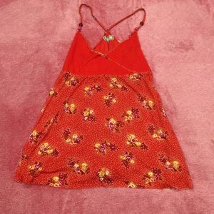 Free people orange beaded floral tank top